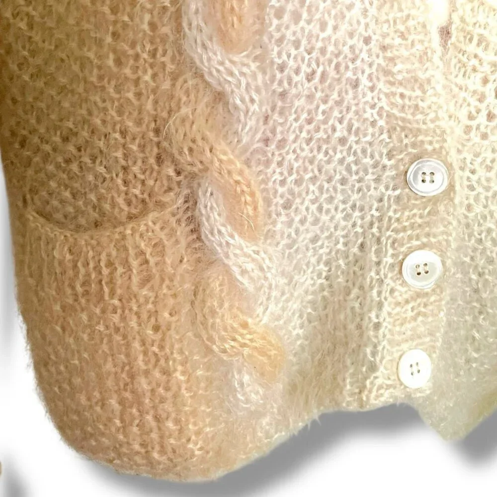 Vintage 80s Linda Allard x Ellen Tracy Womens Mohair Cardigan Sz Medium Sweater